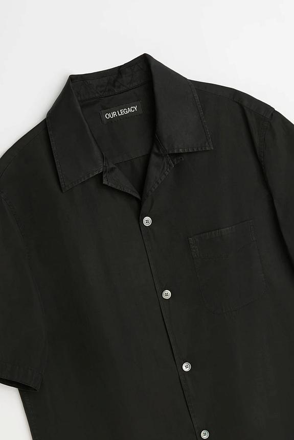 OUR LEGACY Heusen Shirt Shortsleeve Black All Day Poplin-5